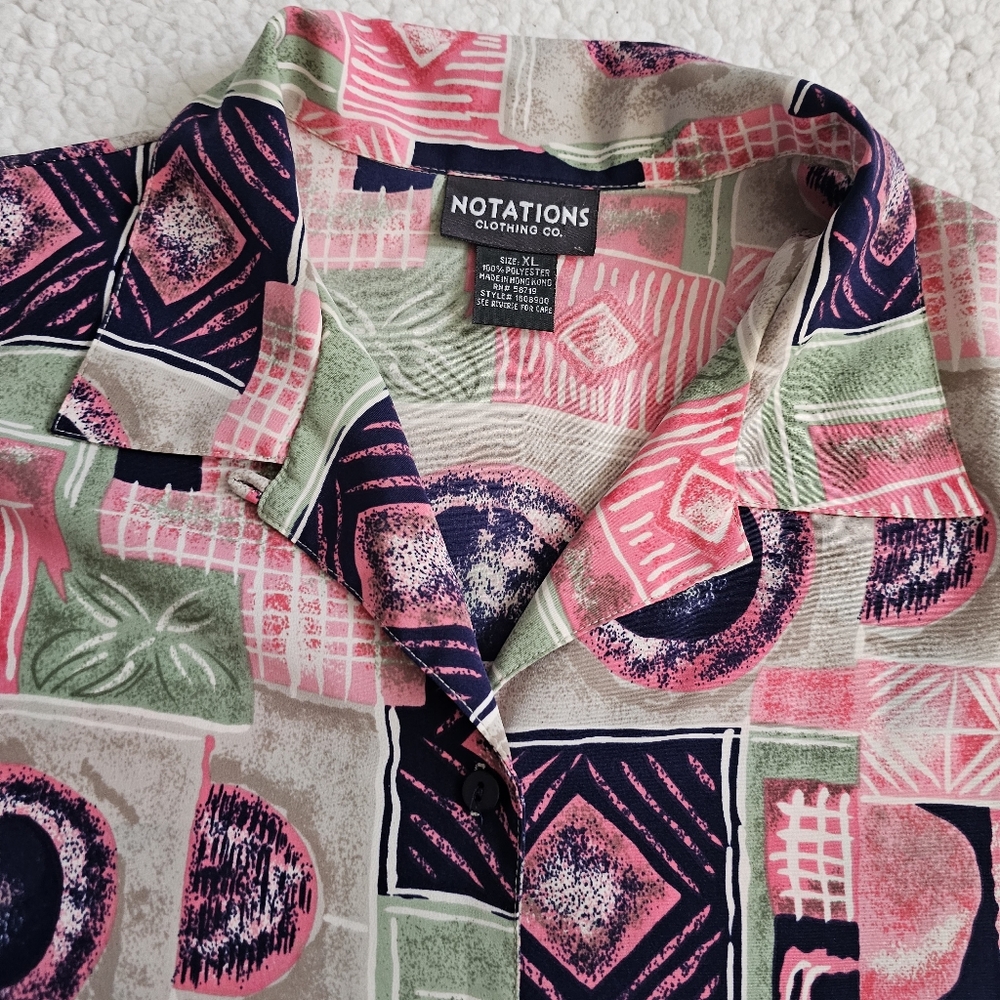Vintage 1990s Notations Patchwork Button Up Short… - image 3